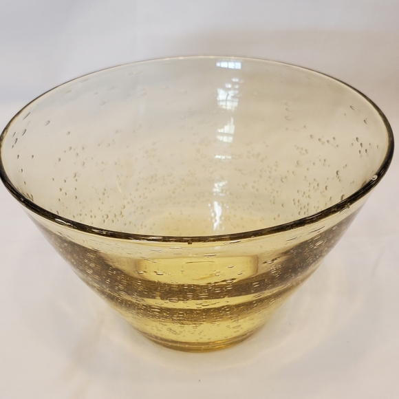 Vintage Hand Blown Bubble Art Glass Medium Amber Bowl - Picture 2 of 8